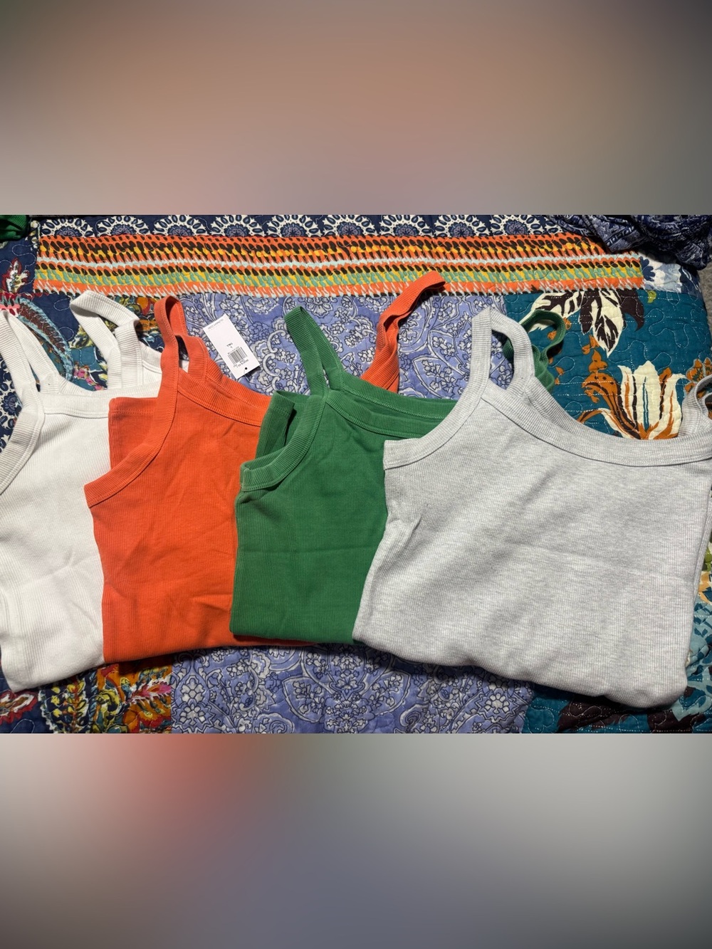 4 Old Navy Women’s Tank Top in White, Orange, Green and Gray